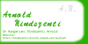 arnold mindszenti business card